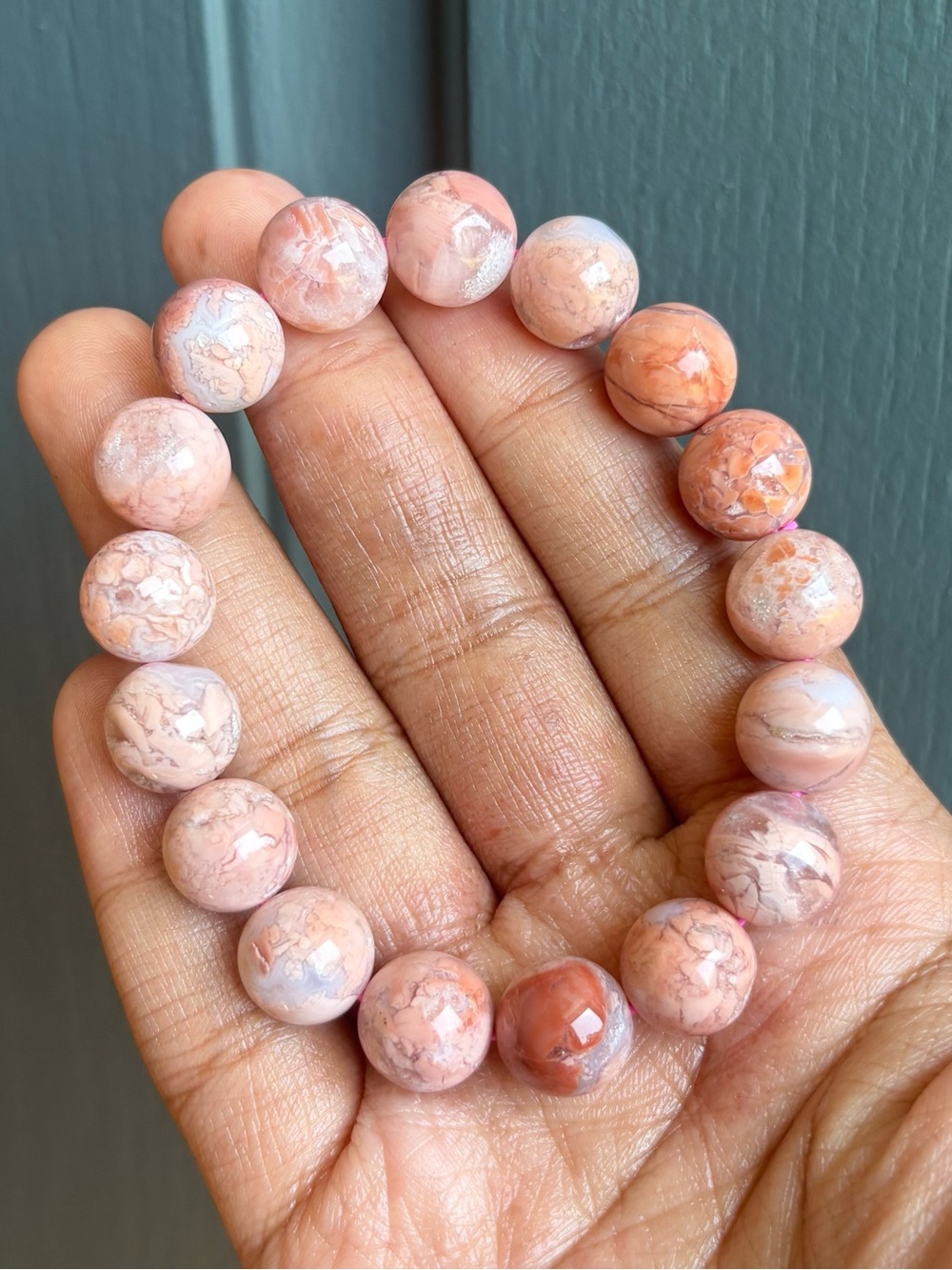 Cotton Candy Agate Crystal Bracelet 12.5mm